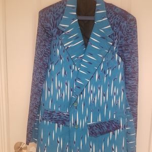 African Print Long Blazer
